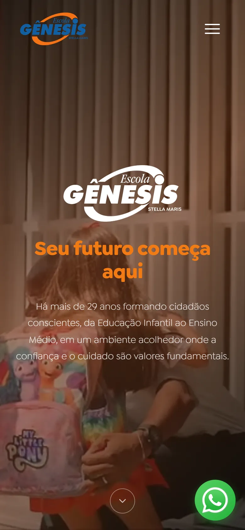 Site do Escola Gênesis no celular