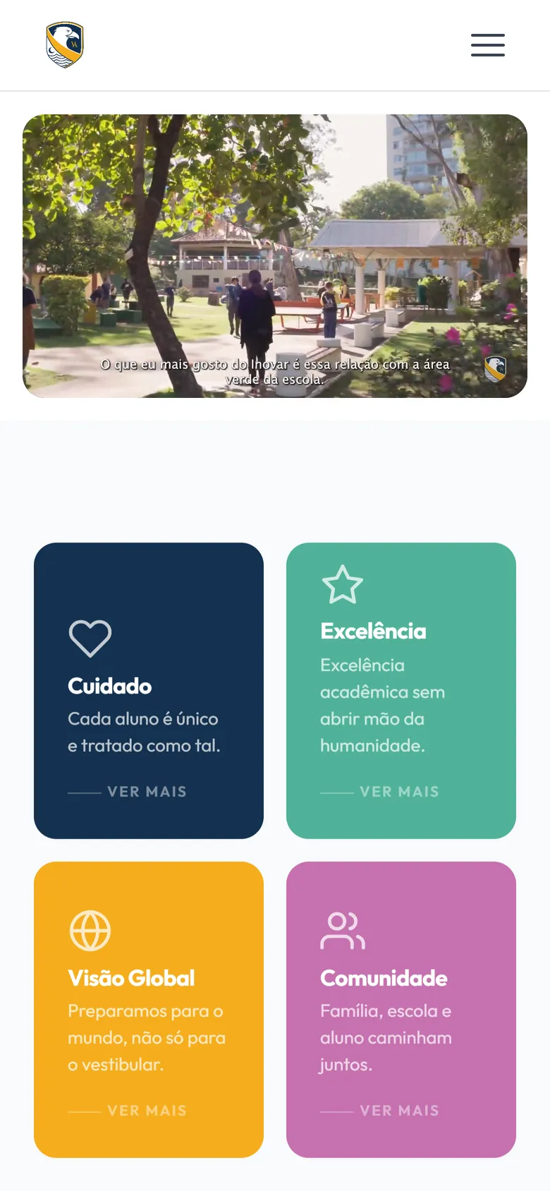 Site do Colégio Inovar Veiga de Almeida no celular