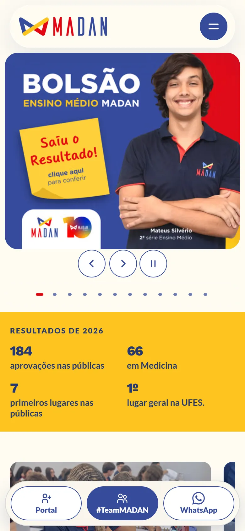 Site do MADAN no celular